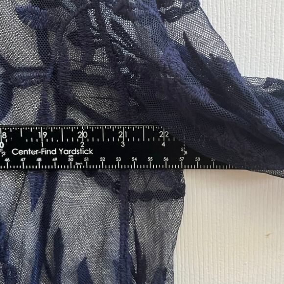 Nina Leonard Floral Embroidered Mesh 3/4 Sleeves Open Duster Cardigan Large - Picture 6 of 9